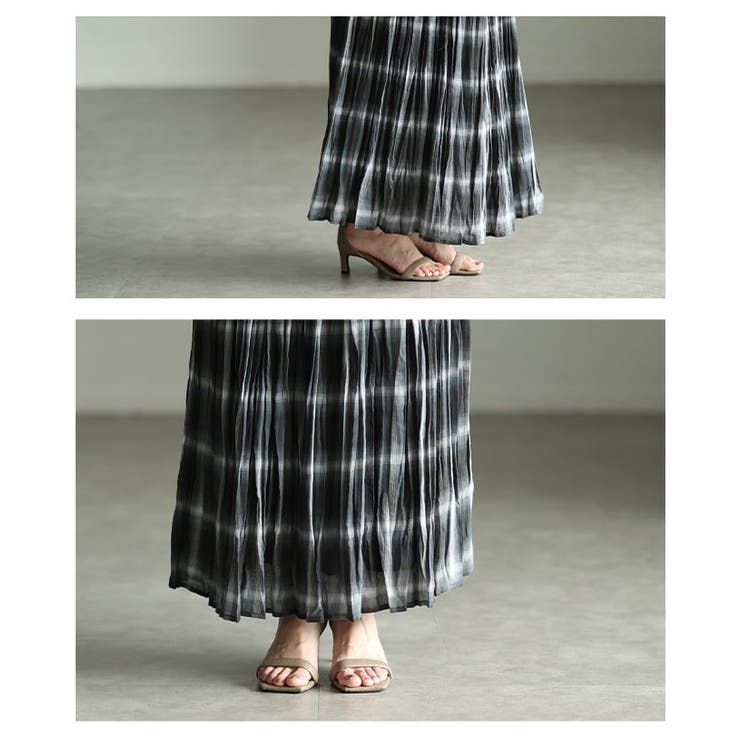 揺れ感まで絵になるワッシャープリーツチェックスカート レディース ボトムス | Sawa a la mode | 詳細画像5 