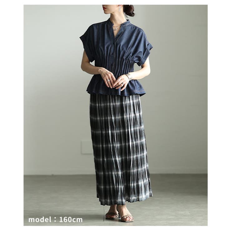 揺れ感まで絵になるワッシャープリーツチェックスカート レディース ボトムス | Sawa a la mode | 詳細画像7 