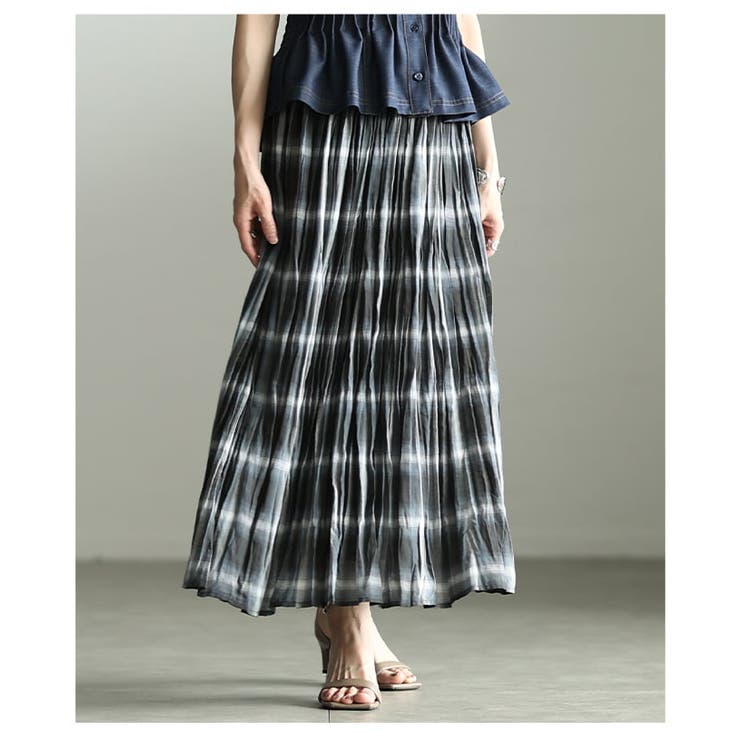 揺れ感まで絵になるワッシャープリーツチェックスカート レディース ボトムス | Sawa a la mode | 詳細画像9 