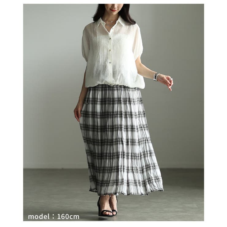 揺れ感まで絵になるワッシャープリーツチェックスカート レディース ボトムス | Sawa a la mode | 詳細画像13 