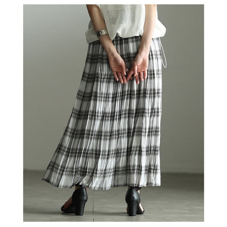 揺れ感まで絵になるワッシャープリーツチェックスカート レディース ボトムス | Sawa a la mode | 詳細画像15 