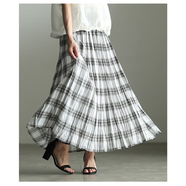 揺れ感まで絵になるワッシャープリーツチェックスカート レディース ボトムス | Sawa a la mode | 詳細画像18 