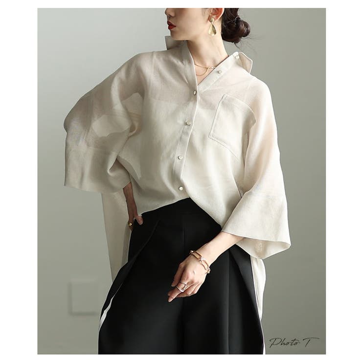 透け感で魅せるバックスリットシアービッグシャツ レディース トップス | Sawa a la mode | 詳細画像2 