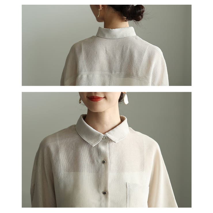 透け感で魅せるバックスリットシアービッグシャツ レディース トップス | Sawa a la mode | 詳細画像5 