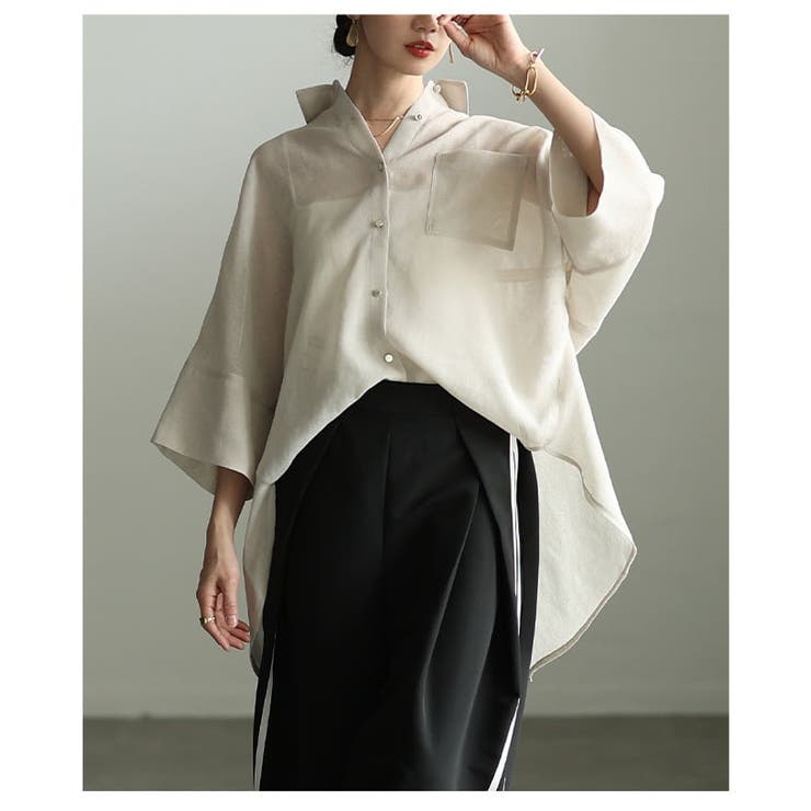 透け感で魅せるバックスリットシアービッグシャツ レディース トップス | Sawa a la mode | 詳細画像8 