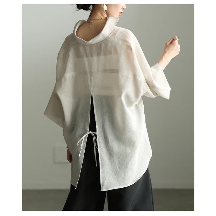 透け感で魅せるバックスリットシアービッグシャツ レディース トップス | Sawa a la mode | 詳細画像9 