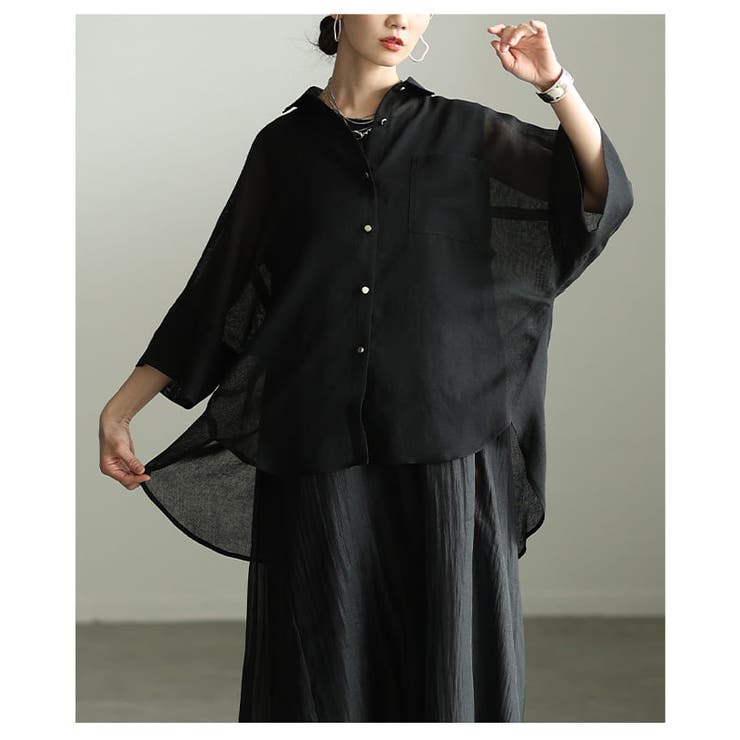 透け感で魅せるバックスリットシアービッグシャツ レディース トップス | Sawa a la mode | 詳細画像12 