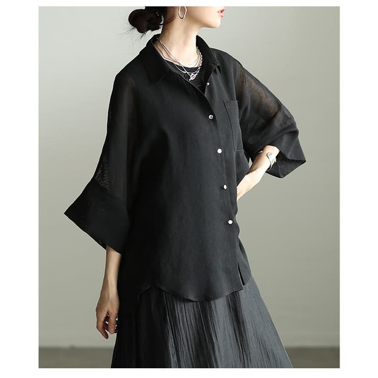 透け感で魅せるバックスリットシアービッグシャツ レディース トップス | Sawa a la mode | 詳細画像13 