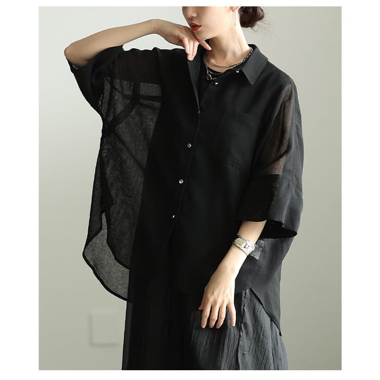透け感で魅せるバックスリットシアービッグシャツ レディース トップス | Sawa a la mode | 詳細画像16 