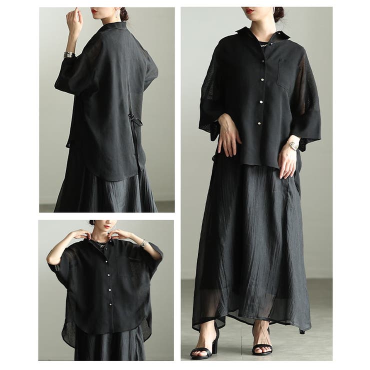 透け感で魅せるバックスリットシアービッグシャツ レディース トップス | Sawa a la mode | 詳細画像17 
