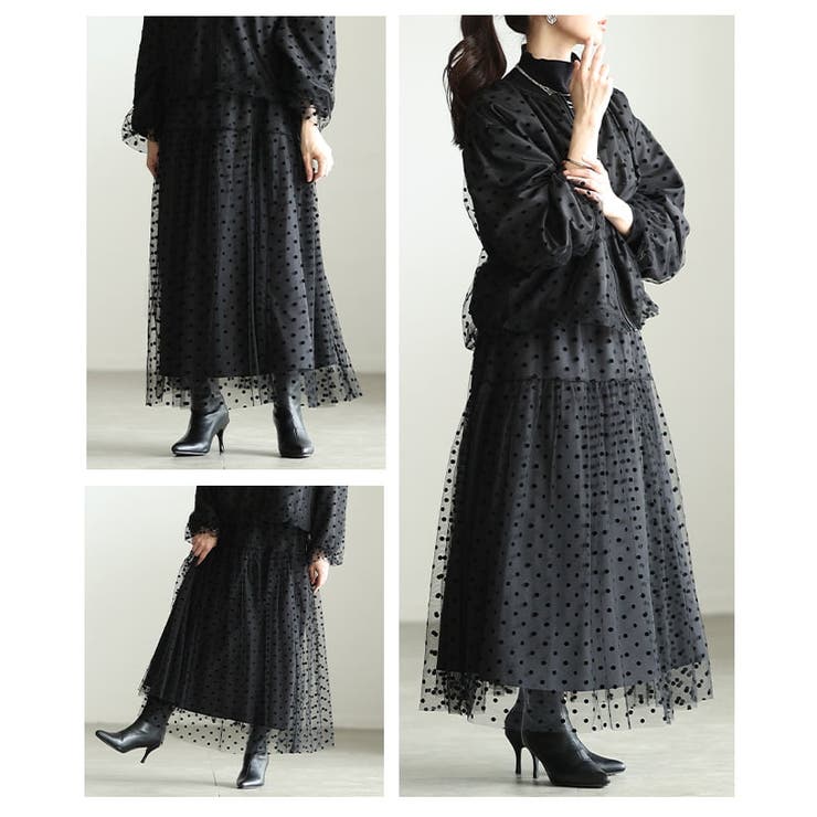 可憐に揺れるドットチュールフレアスカート レディース ボトムス | Sawa a la mode | 詳細画像17 