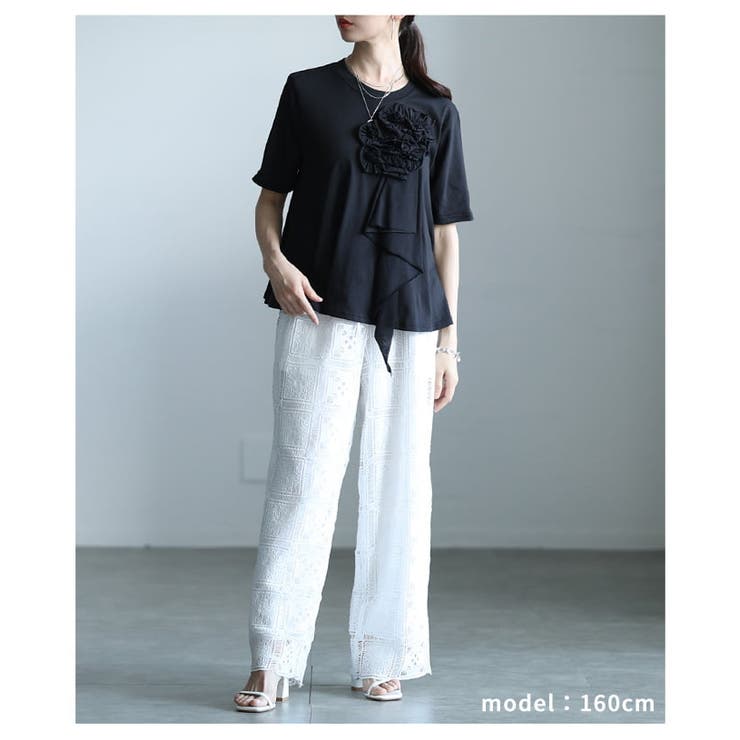 華やかに決まるフラワーアクセントTシャツ レディース トップス | Sawa a la mode | 詳細画像7 