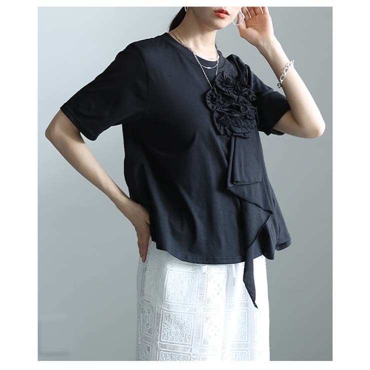 華やかに決まるフラワーアクセントTシャツ レディース トップス | Sawa a la mode | 詳細画像8 