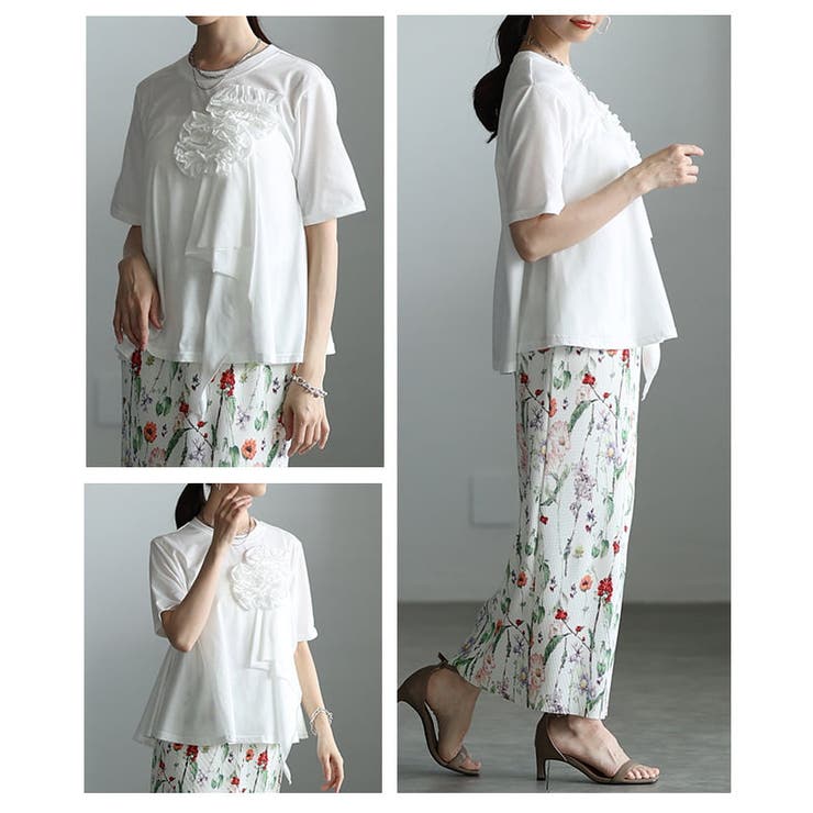 華やかに決まるフラワーアクセントTシャツ レディース トップス | Sawa a la mode | 詳細画像17 