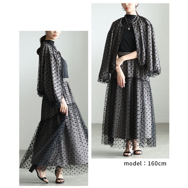 華やかさを軽やかに纏うドットチュールライトブルゾン レディース アウター | Sawa a la mode | 詳細画像10 