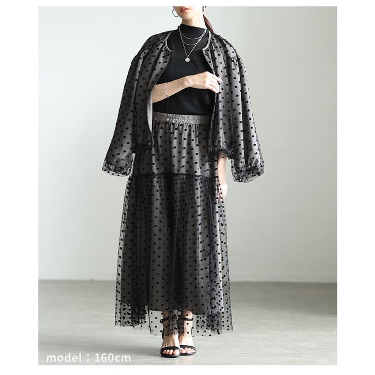 華やかさを軽やかに纏うドットチュールライトブルゾン レディース アウター | Sawa a la mode | 詳細画像13 