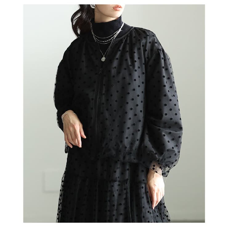 華やかさを軽やかに纏うドットチュールライトブルゾン レディース アウター | Sawa a la mode | 詳細画像15 