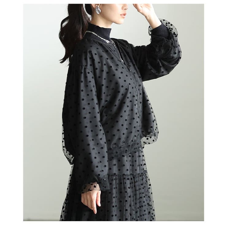 華やかさを軽やかに纏うドットチュールライトブルゾン レディース アウター | Sawa a la mode | 詳細画像16 