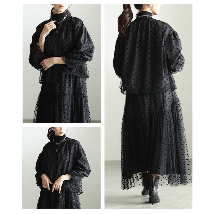 華やかさを軽やかに纏うドットチュールライトブルゾン レディース アウター | Sawa a la mode | 詳細画像17 
