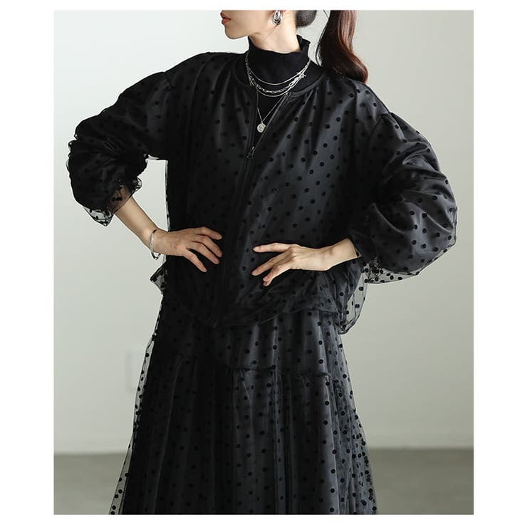 華やかさを軽やかに纏うドットチュールライトブルゾン レディース アウター | Sawa a la mode | 詳細画像18 