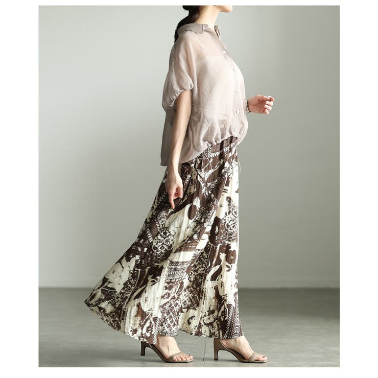 躍動感宿るリネン混ボタニカルコラージュフレアスカート レディース ファッション | Sawa a la mode | 詳細画像20 