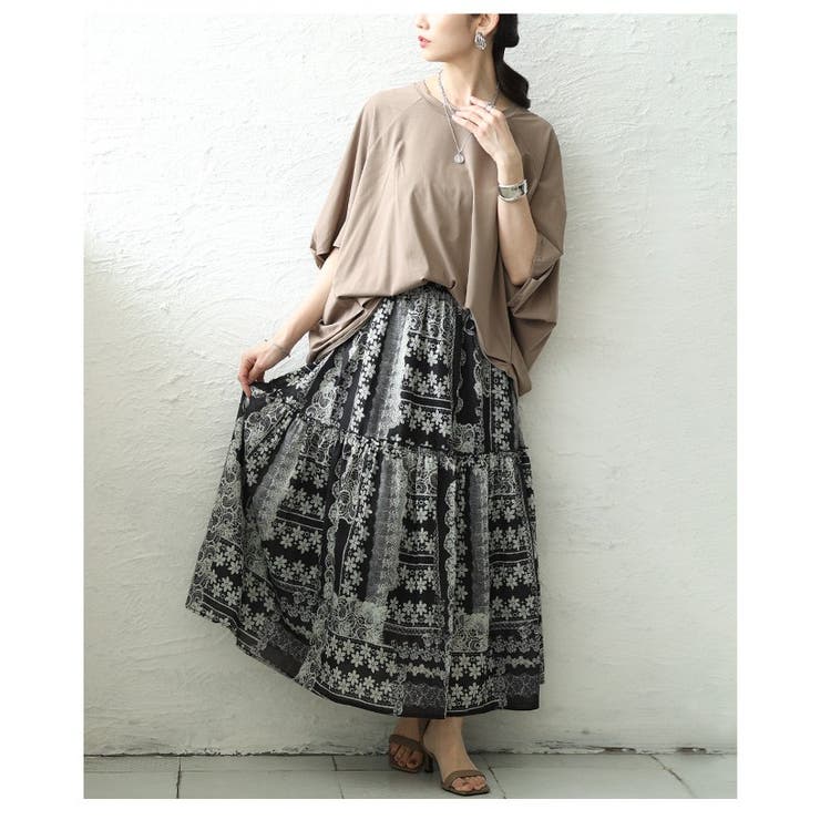 リッチな雰囲気宿る花柄レースプリントティアードスカート レディース ファッション | Sawa a la mode | 詳細画像13 
