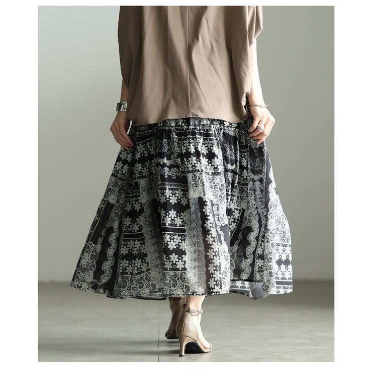 リッチな雰囲気宿る花柄レースプリントティアードスカート レディース ファッション | Sawa a la mode | 詳細画像21 