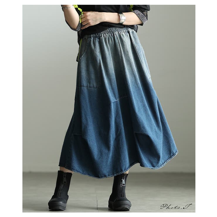 個性を刺激するグラデーションデニムタックスカート レディース ファッション | Sawa a la mode | 詳細画像2 