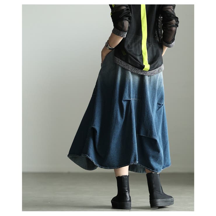 個性を刺激するグラデーションデニムタックスカート レディース ファッション | Sawa a la mode | 詳細画像7 