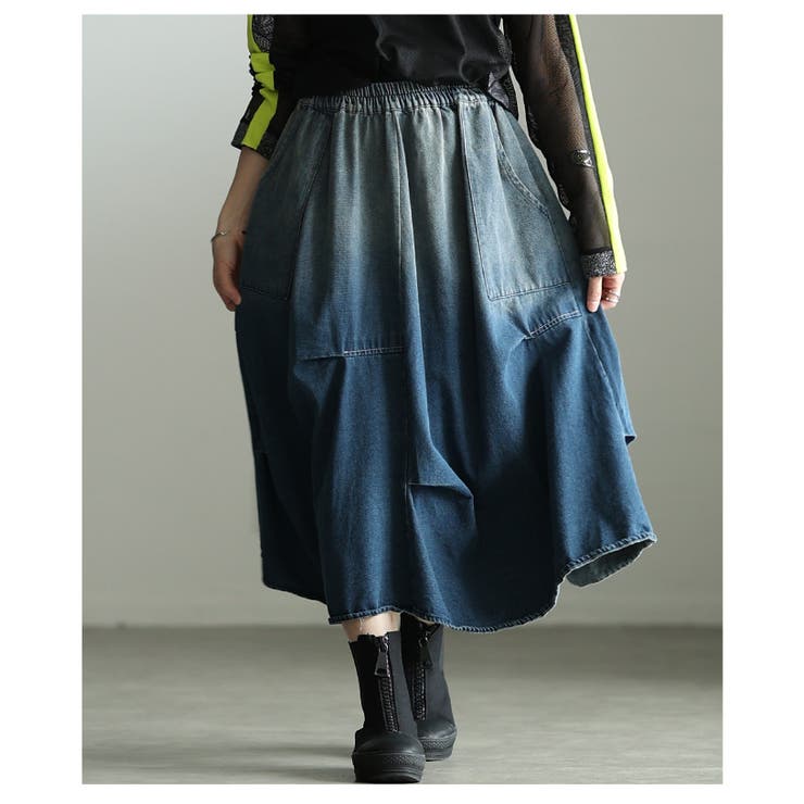 個性を刺激するグラデーションデニムタックスカート レディース ファッション | Sawa a la mode | 詳細画像8 