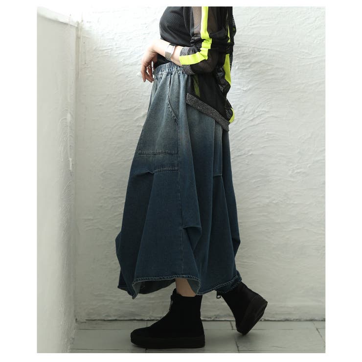 個性を刺激するグラデーションデニムタックスカート レディース ファッション | Sawa a la mode | 詳細画像14 