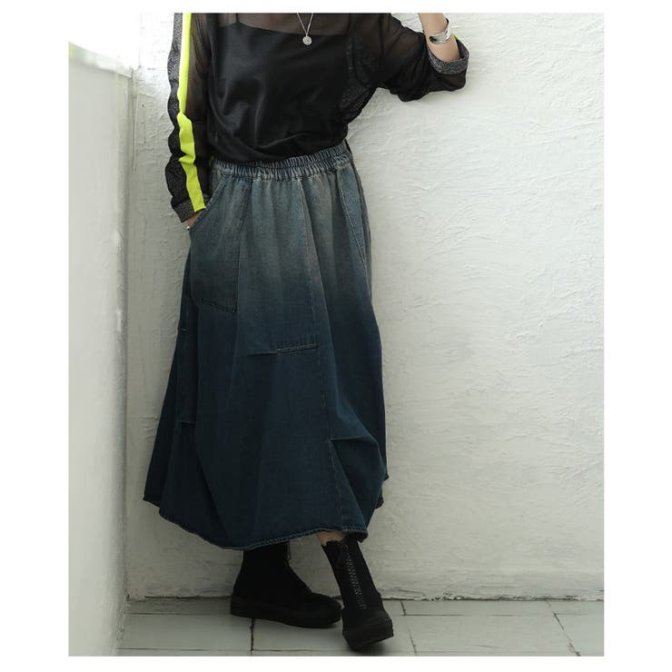 個性を刺激するグラデーションデニムタックスカート レディース ファッション | Sawa a la mode | 詳細画像15 