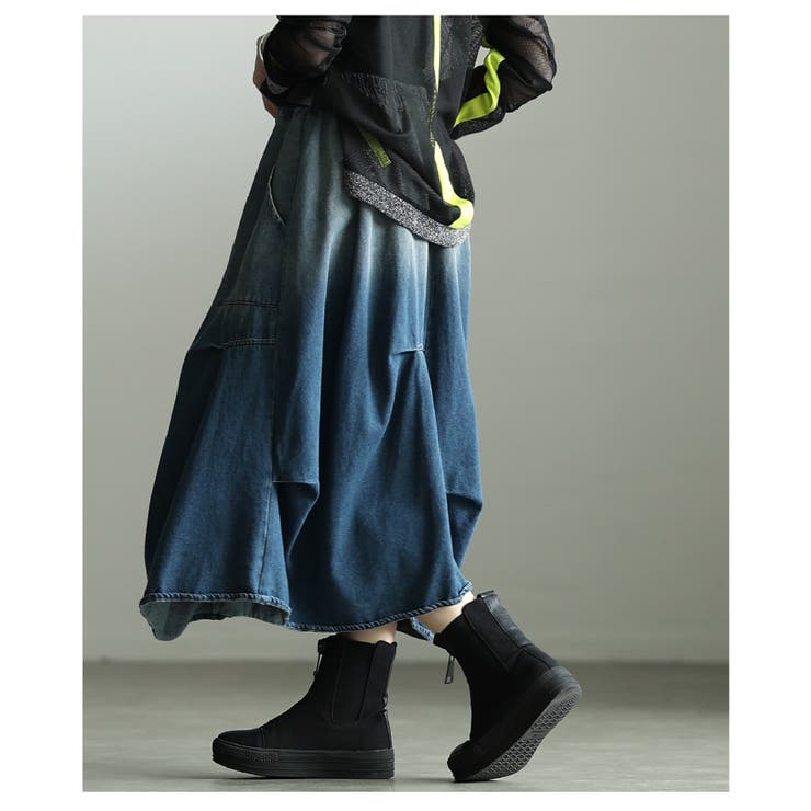 個性を刺激するグラデーションデニムタックスカート レディース ファッション | Sawa a la mode | 詳細画像18 