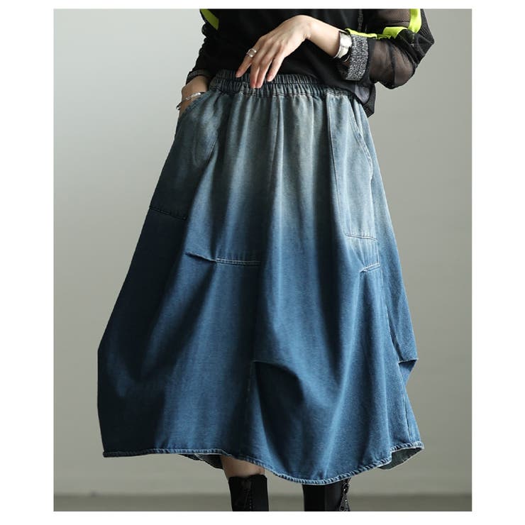 個性を刺激するグラデーションデニムタックスカート レディース ファッション | Sawa a la mode | 詳細画像19 