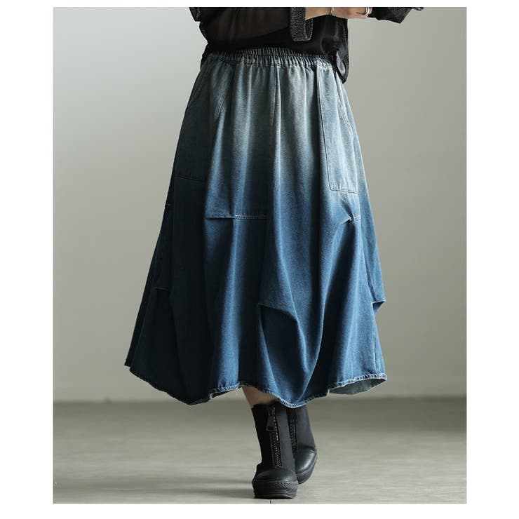 個性を刺激するグラデーションデニムタックスカート レディース ファッション | Sawa a la mode | 詳細画像22 