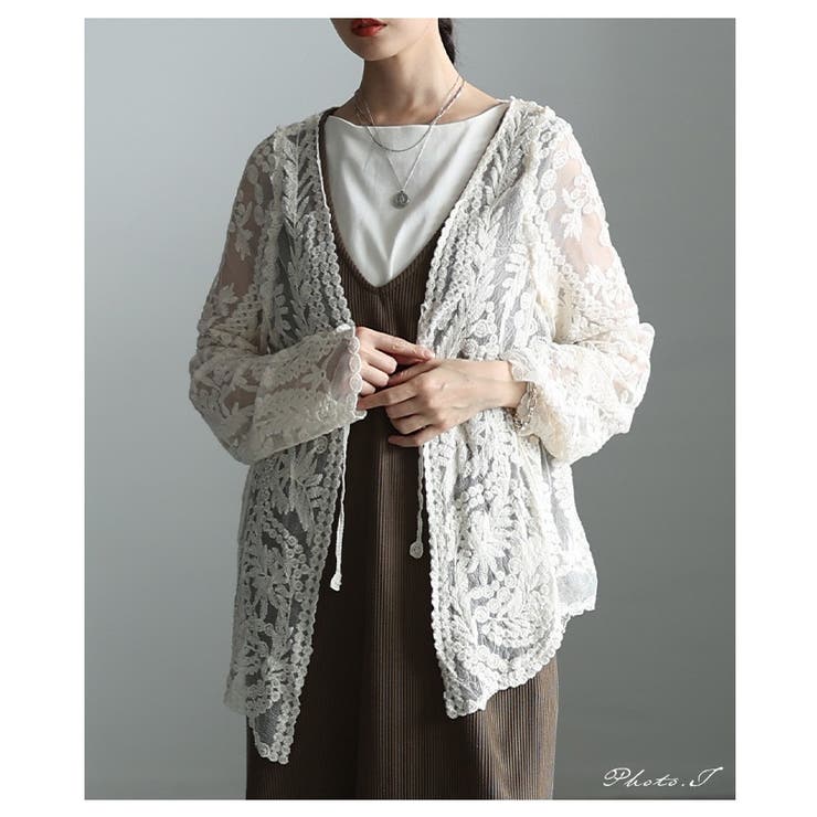 素朴な甘さを纏う草花レースシアートッパーカーディガン レディース ファッション | Sawa a la mode | 詳細画像2 