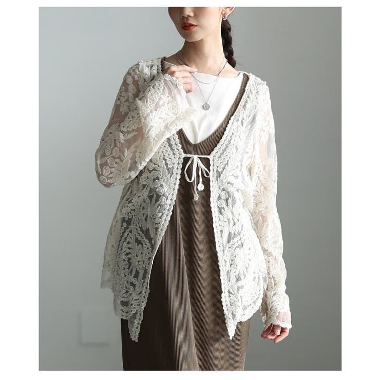 素朴な甘さを纏う草花レースシアートッパーカーディガン レディース ファッション | Sawa a la mode | 詳細画像14 