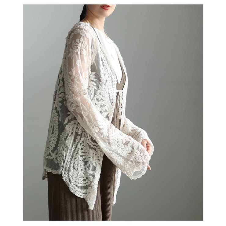 素朴な甘さを纏う草花レースシアートッパーカーディガン レディース ファッション | Sawa a la mode | 詳細画像15 