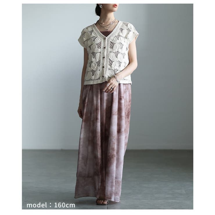 編み柄で魅せるクロシェ編みニットベスト レディース トップス | Sawa a la mode | 詳細画像13 