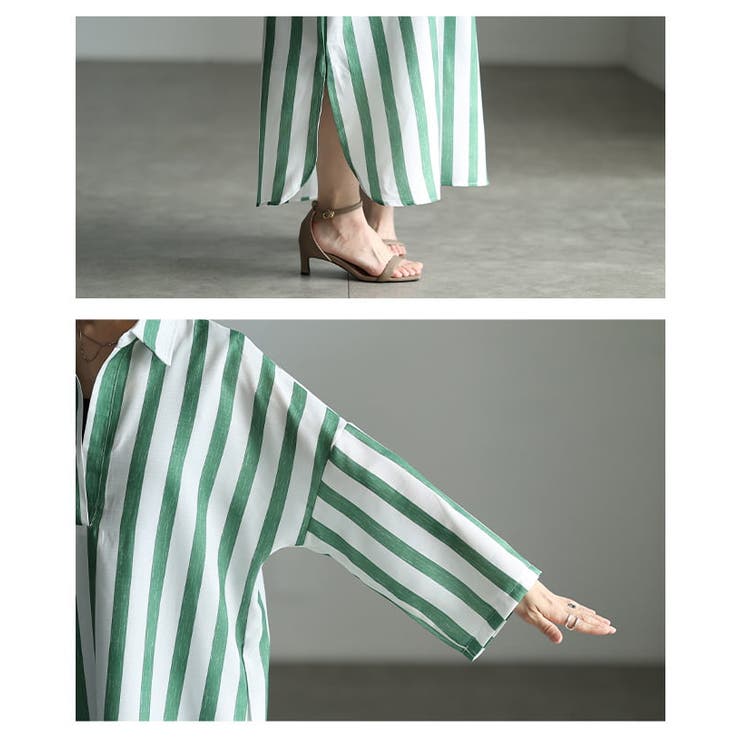 縦ラインで魅せるスキッパーネックストライプワンピース レディース ワンピース | Sawa a la mode | 詳細画像5 