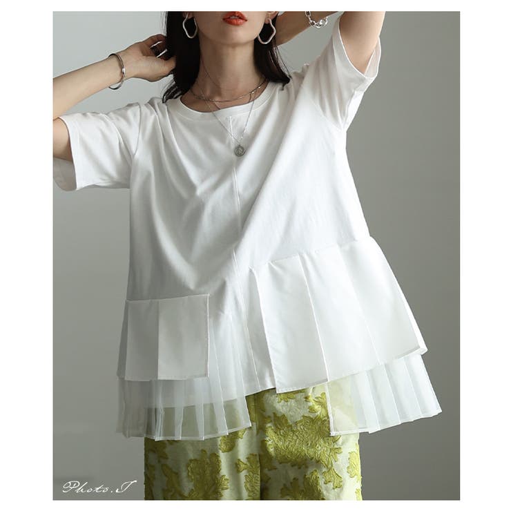 モードに華やぐ異素材ティアードプリーツカットソー レディース ファッション | Sawa a la mode | 詳細画像2 