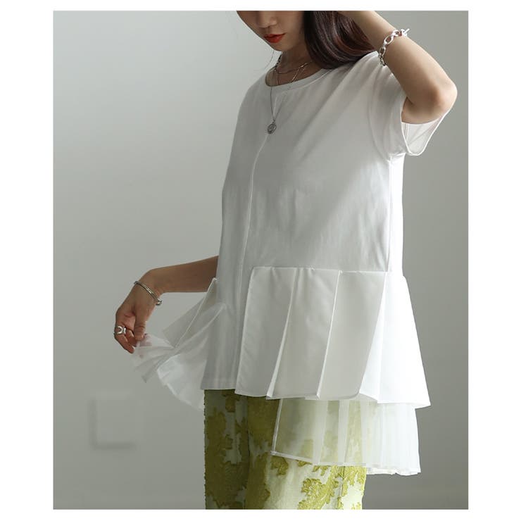 モードに華やぐ異素材ティアードプリーツカットソー レディース ファッション | Sawa a la mode | 詳細画像4 