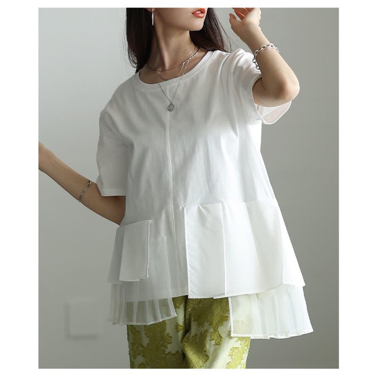 モードに華やぐ異素材ティアードプリーツカットソー レディース ファッション | Sawa a la mode | 詳細画像10 