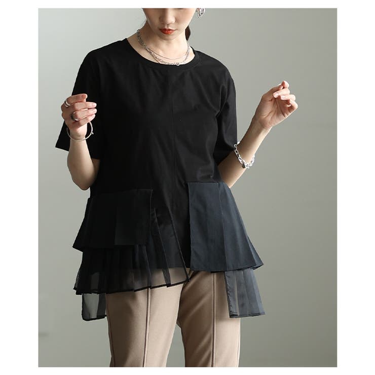 モードに華やぐ異素材ティアードプリーツカットソー レディース ファッション | Sawa a la mode | 詳細画像14 