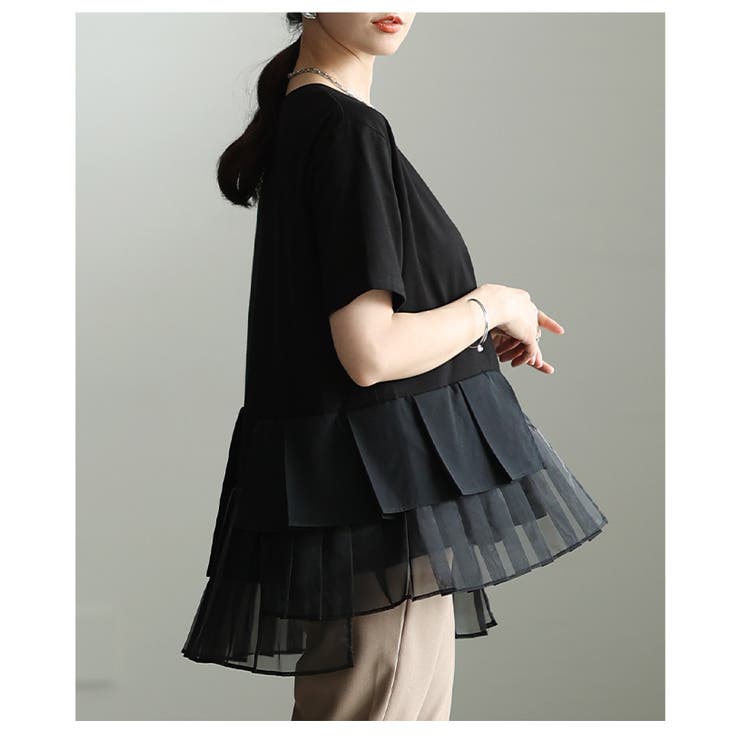モードに華やぐ異素材ティアードプリーツカットソー レディース ファッション | Sawa a la mode | 詳細画像22 