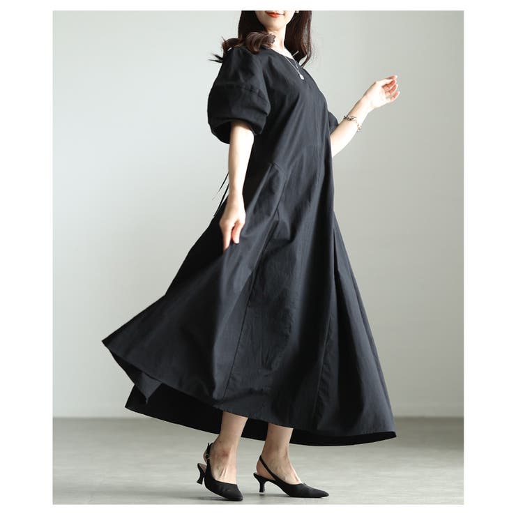 一枚で二通り楽しめるパフスリーブタックフレアワンピース レディース ファッション | Sawa a la mode | 詳細画像4 