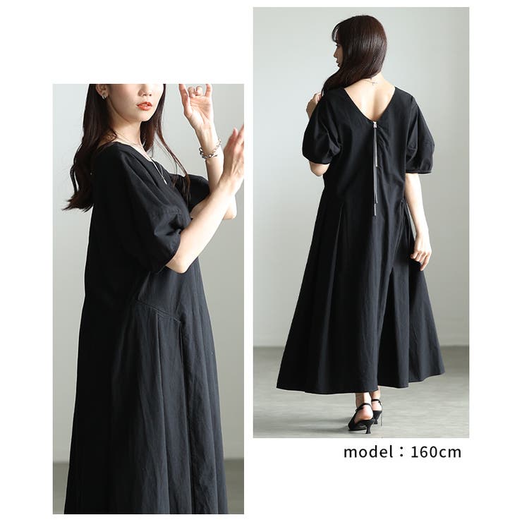 一枚で二通り楽しめるパフスリーブタックフレアワンピース レディース ファッション | Sawa a la mode | 詳細画像9 