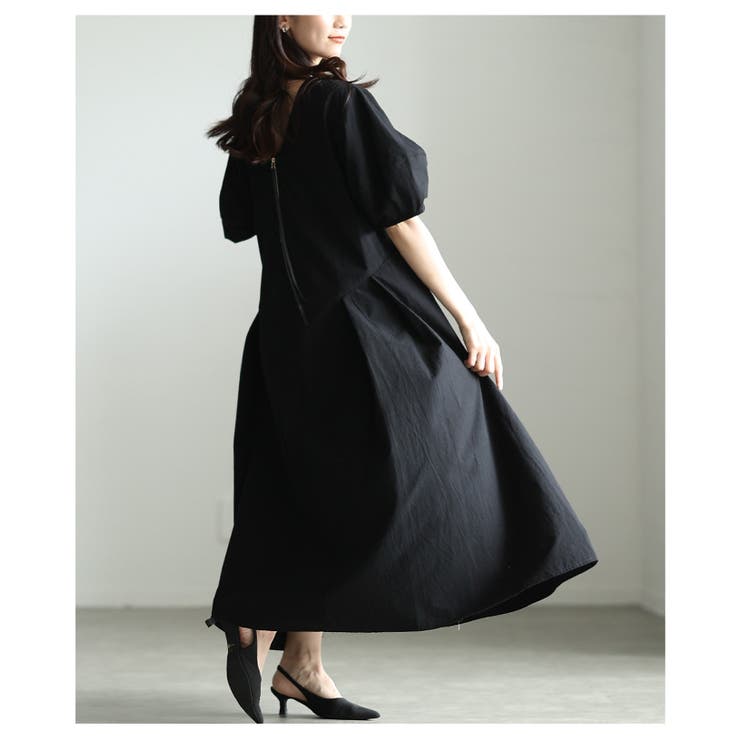 一枚で二通り楽しめるパフスリーブタックフレアワンピース レディース ファッション | Sawa a la mode | 詳細画像10 