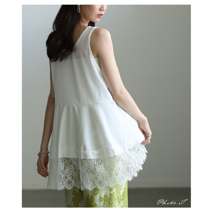 華やぎを忍ばせる裾レースフレアシルエットタンクトップ レディース ファッション | Sawa a la mode | 詳細画像2 