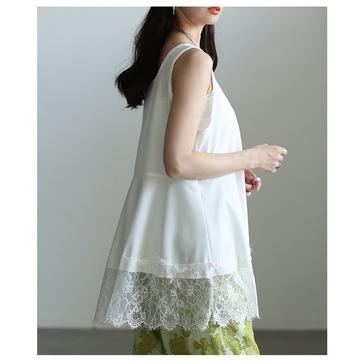 華やぎを忍ばせる裾レースフレアシルエットタンクトップ レディース ファッション | Sawa a la mode | 詳細画像8 